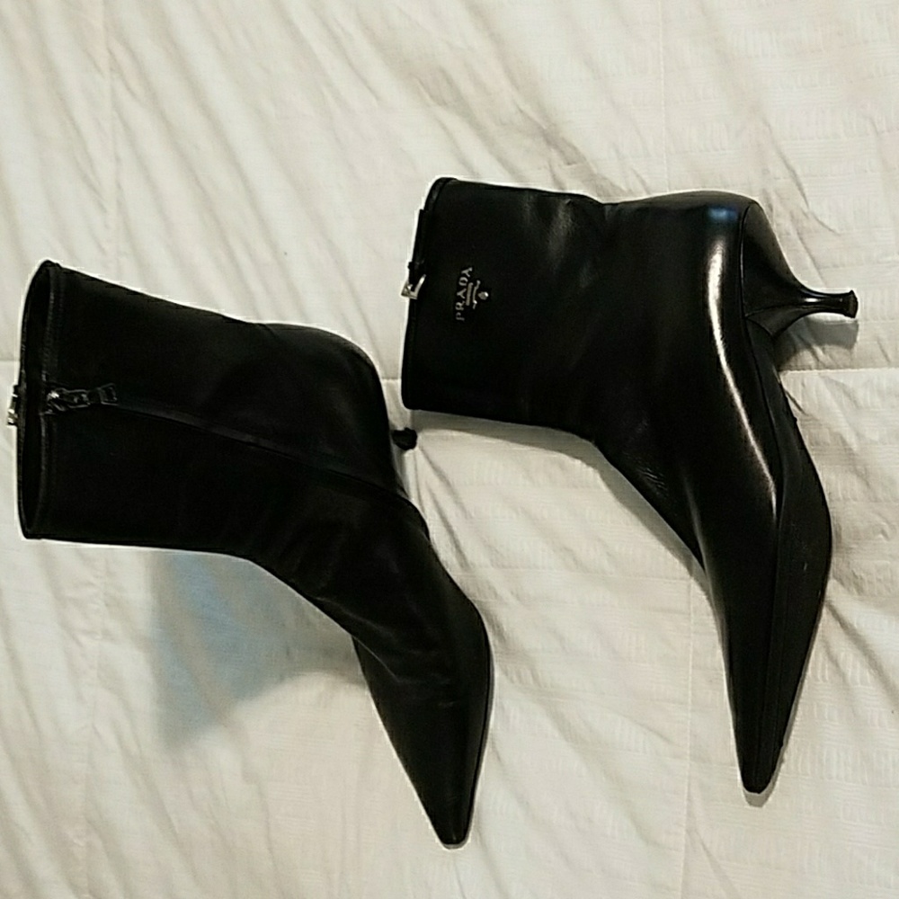 Prada Milano kitten heel boots